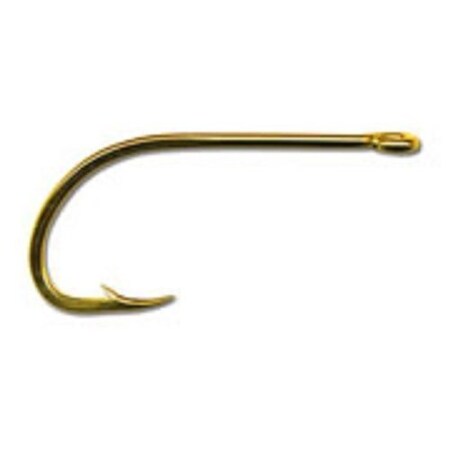 Mustad Classic Beak Hook, Size 10, Forged, Special Long Shank, Offset, Ringed Eye, 24Kt Gold, 10PK 92671-GL-10-10